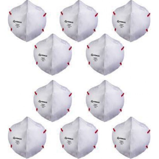 Venus 95% V-4400 NIOSH N95 Flat Fold Respirator Anti Pollution Face Mask  (White, Free Size, Pack of 10)